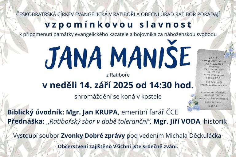 Slavnost Jana Maniše 14.9.2025